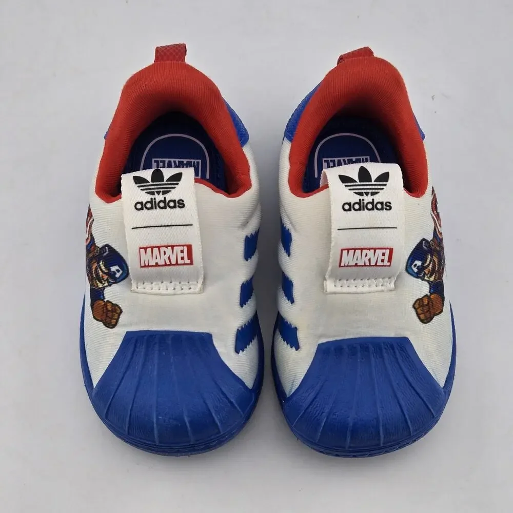 Adidas Superstar 360 Marvel Captain America Toddler Size 4K FX4882 Blue Red